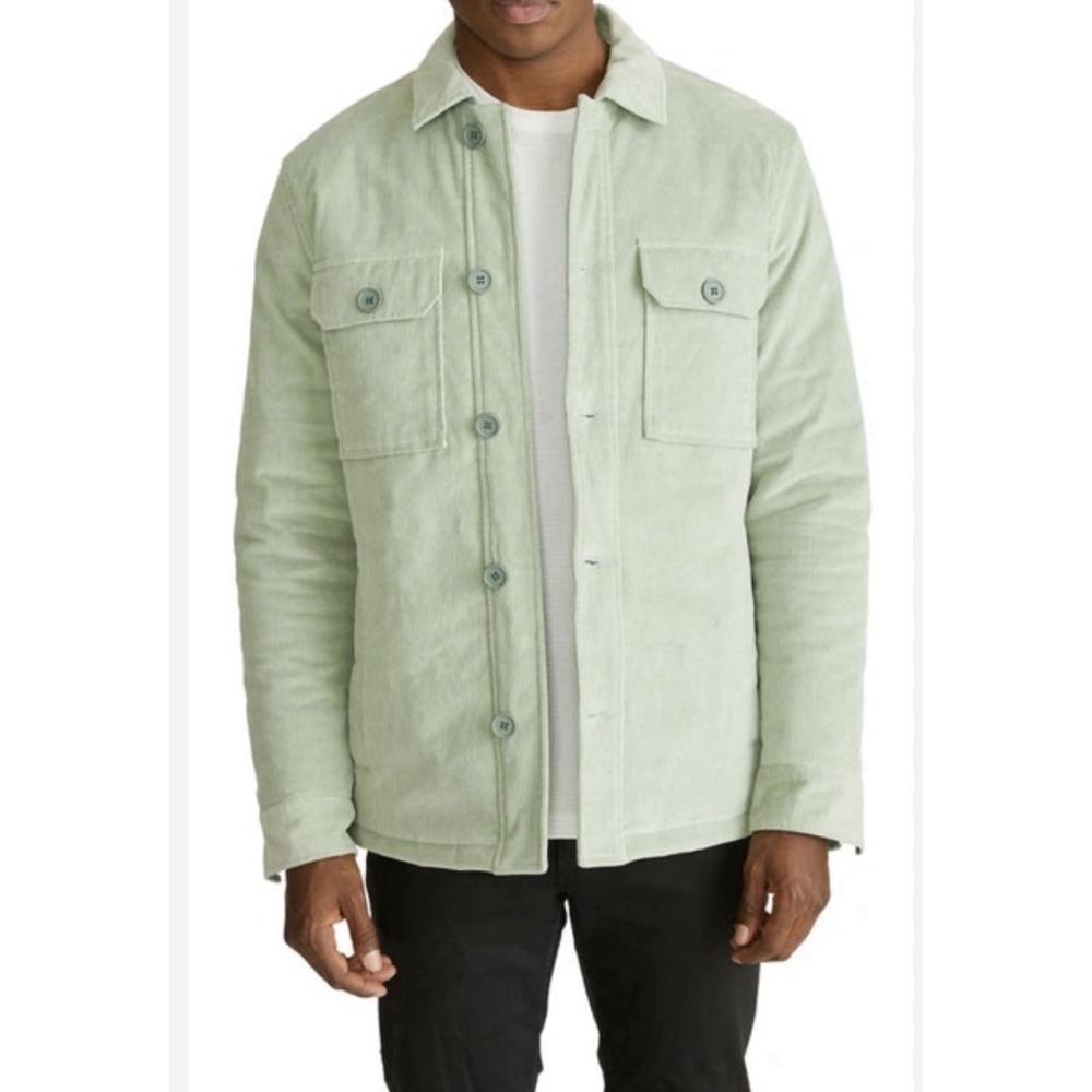 Hudson‎ Free Thinkers Mens Sz L Coat Jacket Green Quilted Shacket Chore Corduroy